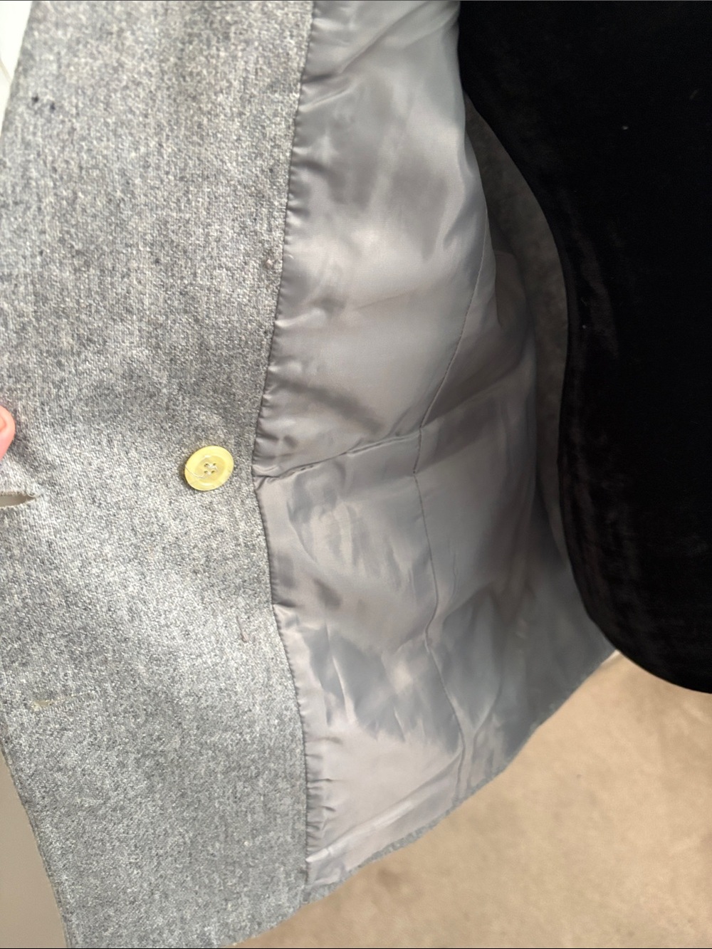 Double-Breasted Gray Women's Wool Blend Blazer Jacket - Picture 8 of 10